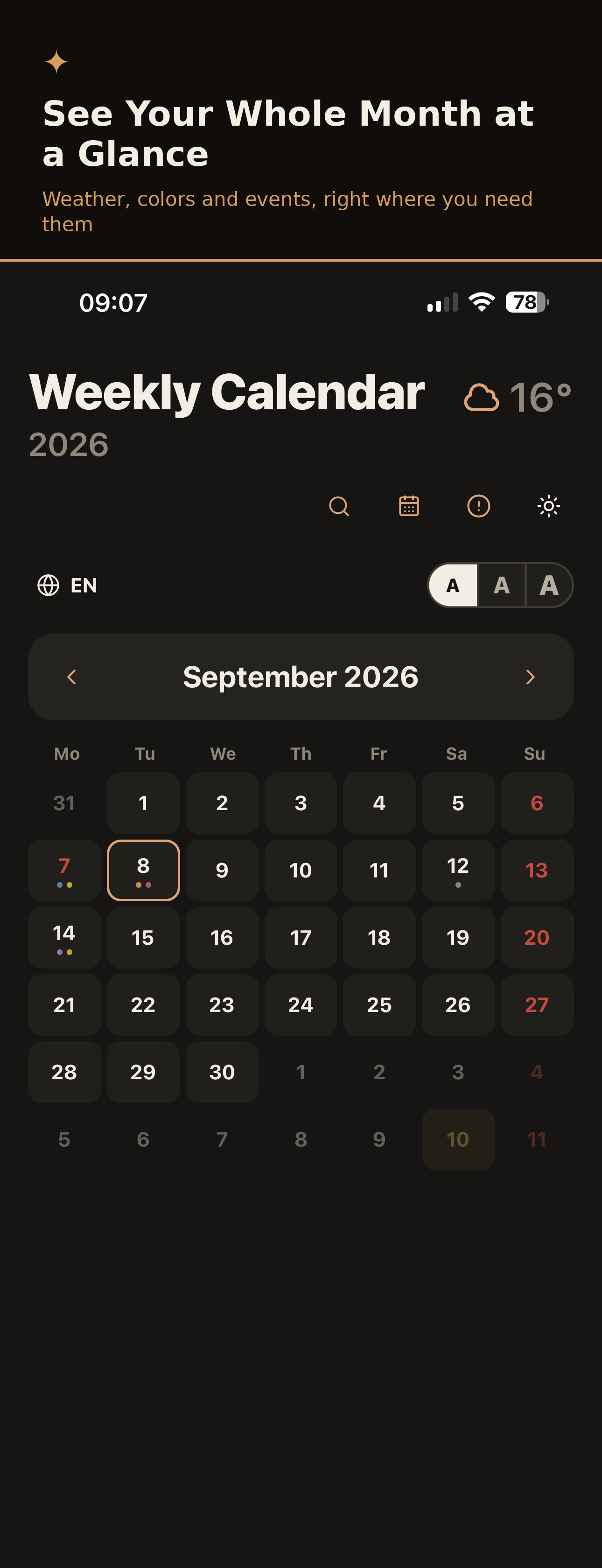 Month view in WeekSpark