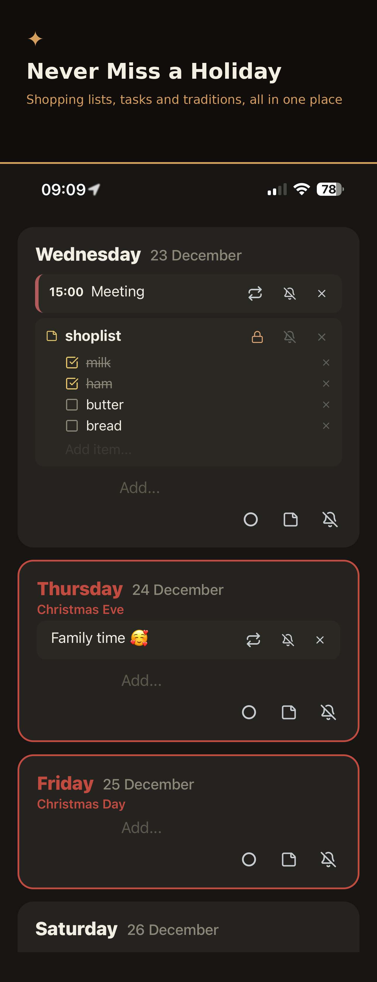 Automatic holiday in WeekSpark